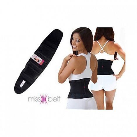 Утягивающий пояс для похудения Miss Belt (корсет песочные часы Мисс Белт ) черный S/M