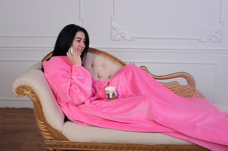 Одеяло с рукавами, плед Snuggie (Снагги, Уютная зима) розовые