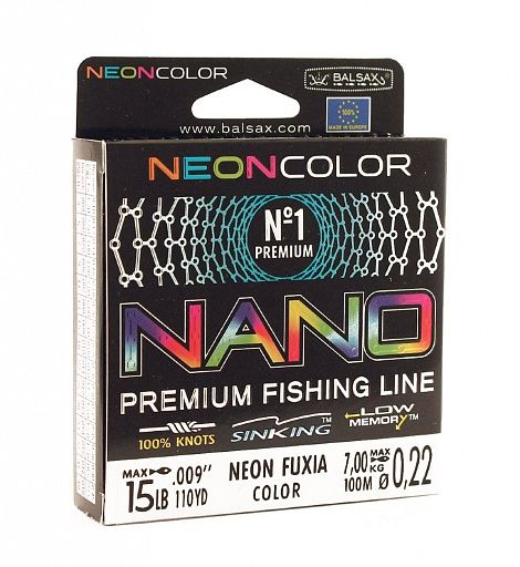 Леска Balsax Nano Neon Fuxia Box 100м 0,22 (7,0кг)