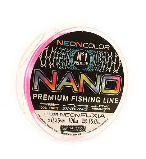 Леска Balsax Nano Neon Fuxia Box 100м 0,35 (15,0кг)