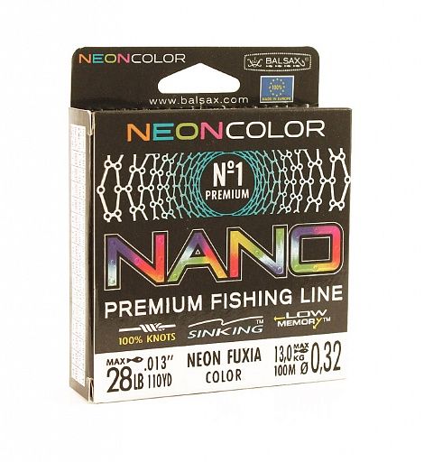 Леска Balsax Nano Neon Fuxia Box 100м 0,32 (13,0кг)