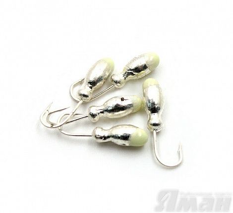 Мормышка Яман щелкун с отв., цвет Silver Plated, с фосф. пяткой (5 шт.) Я-МР137