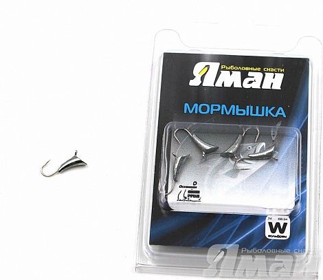 Мормышка вольфрам Яман Blue Fox с ушками, р.6, 3,00 г, цвет никель (5 шт.) Я-МР236