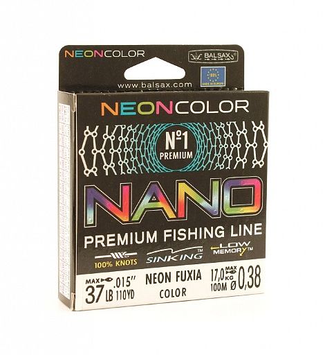 Леска Balsax Nano Neon Fuxia Box 100м 0,38 (17,0кг)