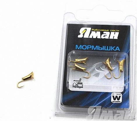 Мормышка вольфрам Яман Blue Fox с ушками, р.6, 3,00 г, цвет золото (5 шт.) Я-МР233