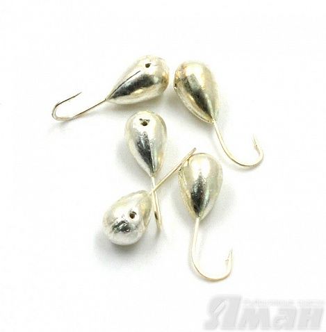 Мормышка Яман капля с отв., цвет Silver Plated, d 6 (5 шт.) Я-МР55