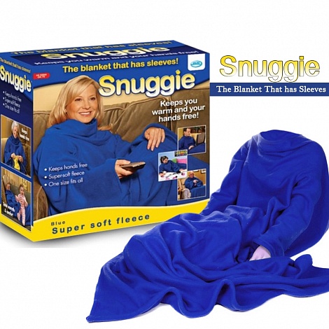 Одеяло с рукавами, плед Snuggie (Снагги, Уютная зима) синий