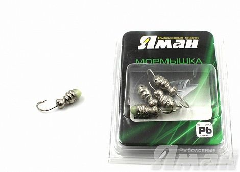 Мормышка Яман шмель с отв., цвет NL, с фосф. пяткой (5 шт.) Я-МР131
