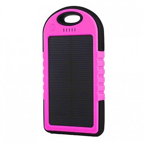 Power Bank на солнечных батареях Solar Charger 5000 mAh розовый