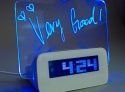 Светящийся LED будильник с доской для записей, синий