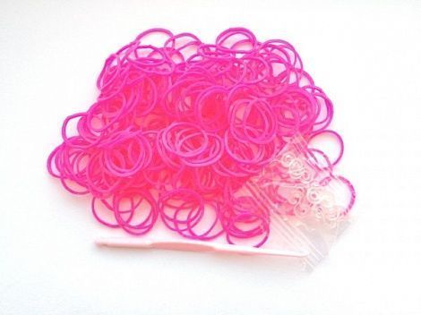 Набор резиночек для плетения браслетов Loom Bands (с крючком, 200 шт) розовый