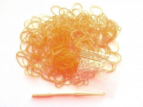 Набор резиночек для плетения браслетов Loom Bands (с крючком, 200 шт) оранжевый