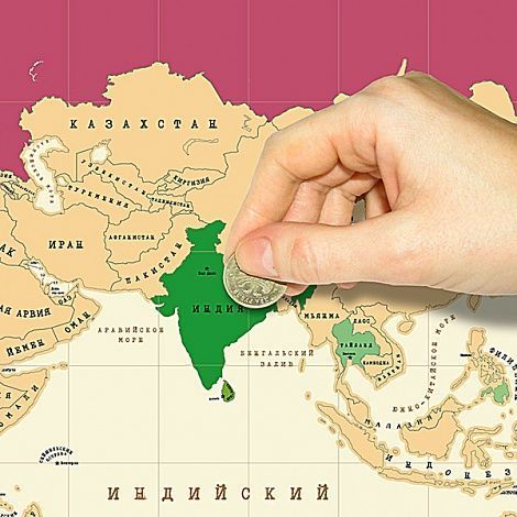 Скретч карта мира стираемая 58см х 82см, тубус (Стиральная карта)